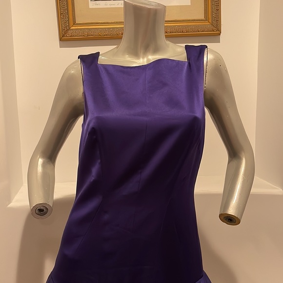 Karen Millen Sleeveless Tiered Royal Blue Drop Waist Mini  Dress Cocktail Size 8 - Picture 5 of 13